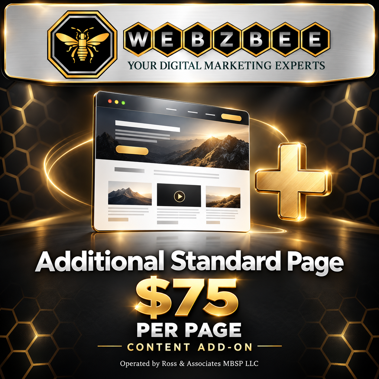 WEBZBEE Additional Standard Page content add-on — $75 per page