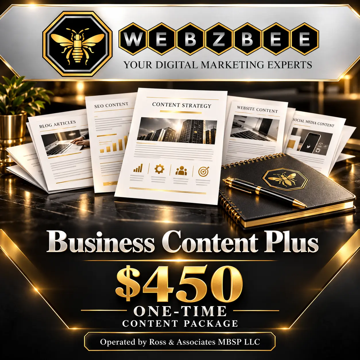 WEBZBEE Business Content Plus — $450 one-time