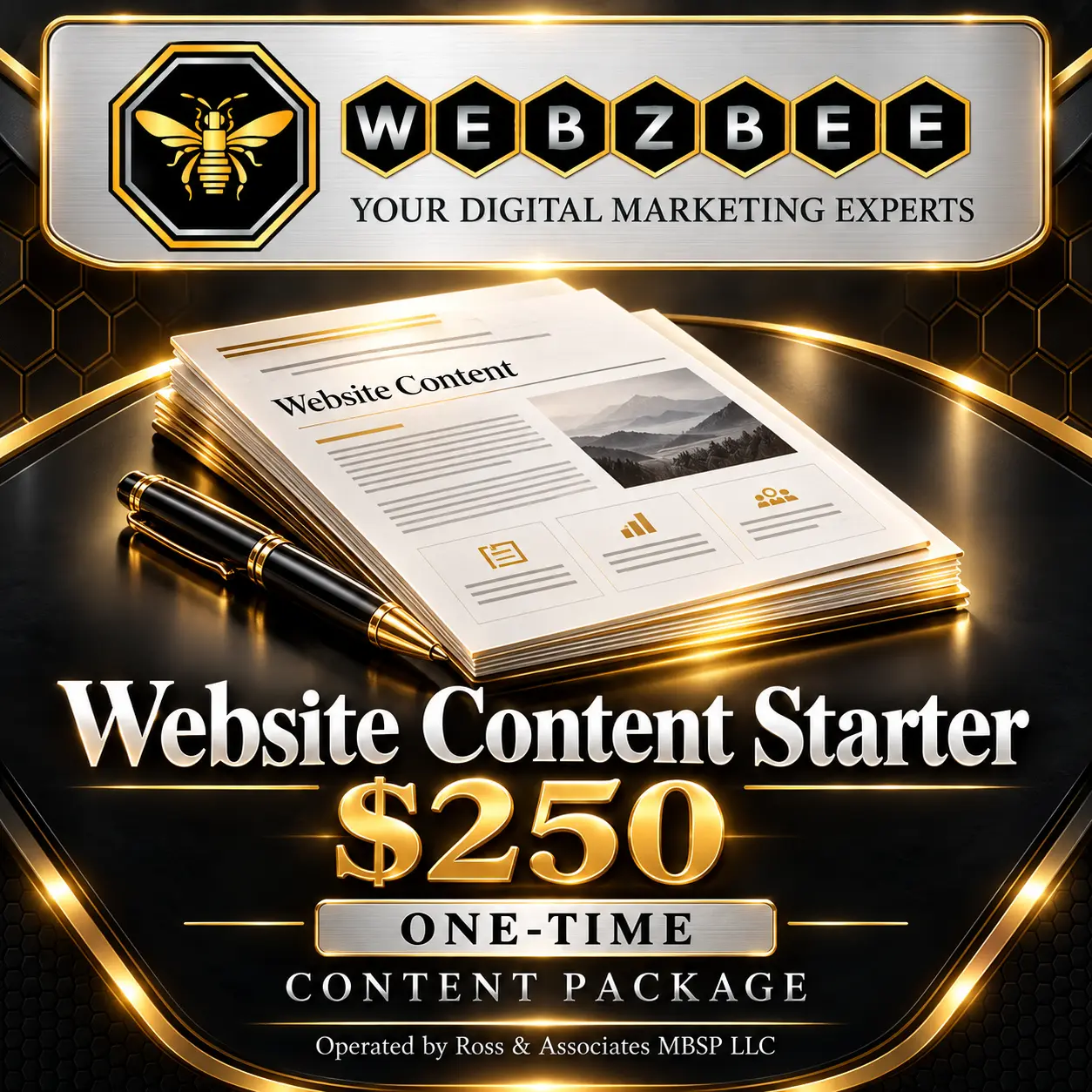 WEBZBEE Website Content Starter — $250 one-time