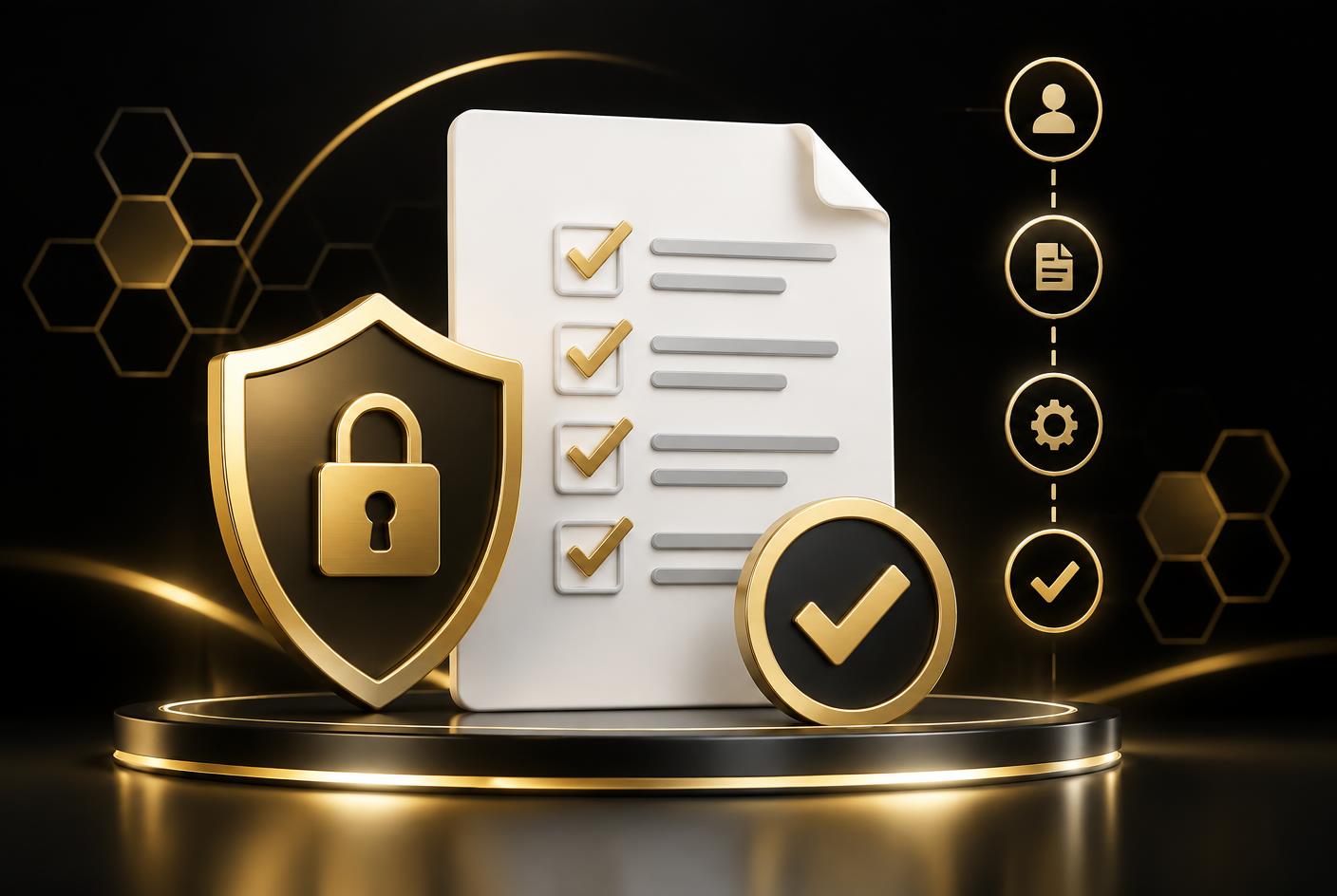 Illustration of a secure checklist and shield